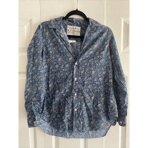 Frank & Eileen Men's Small FRANK Blue Floral Long Sleeve Collared Button Down - Picture 1 of 7